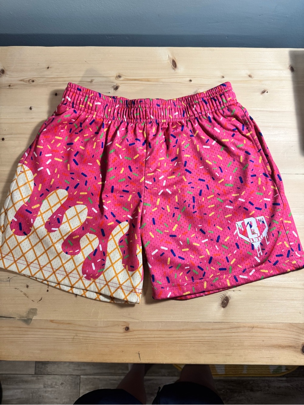 BASEBALL 101 Pink Ice Cream Sprinkle Print Shorts